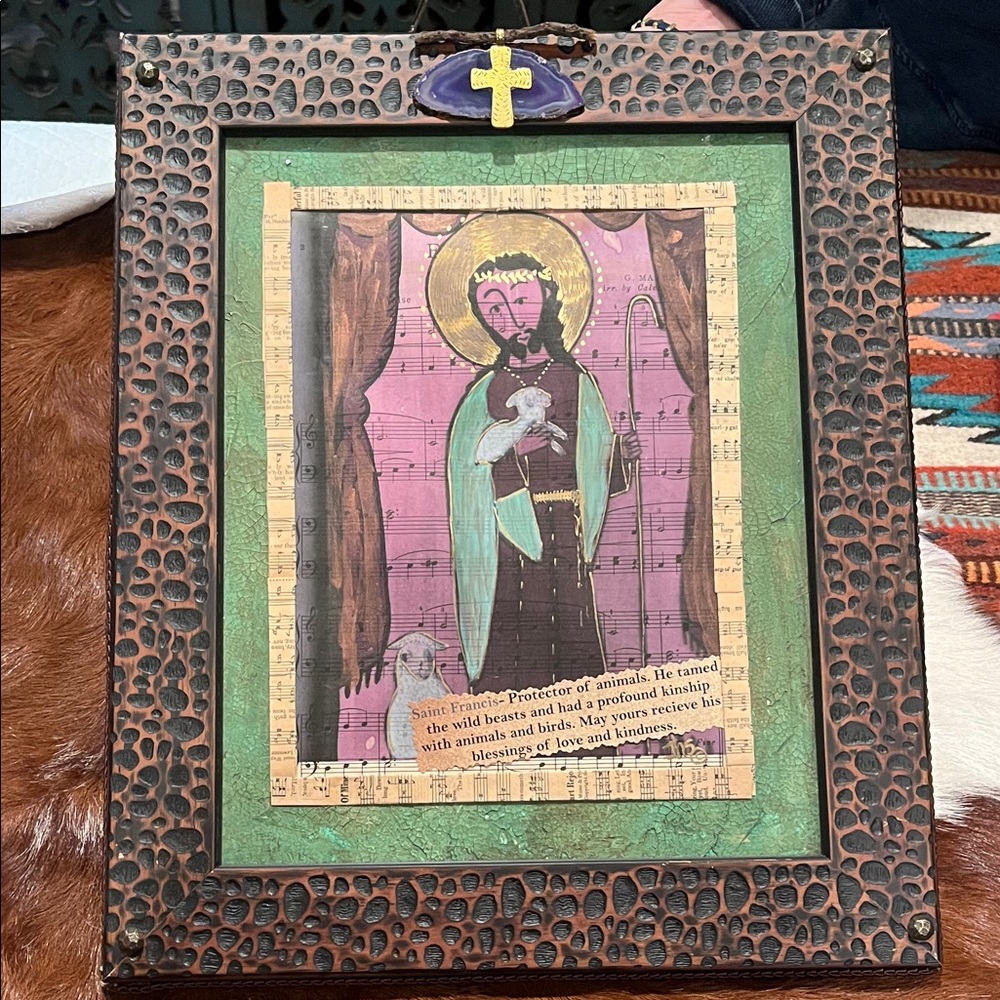 Saint Francis Framed Artwork with Cross
